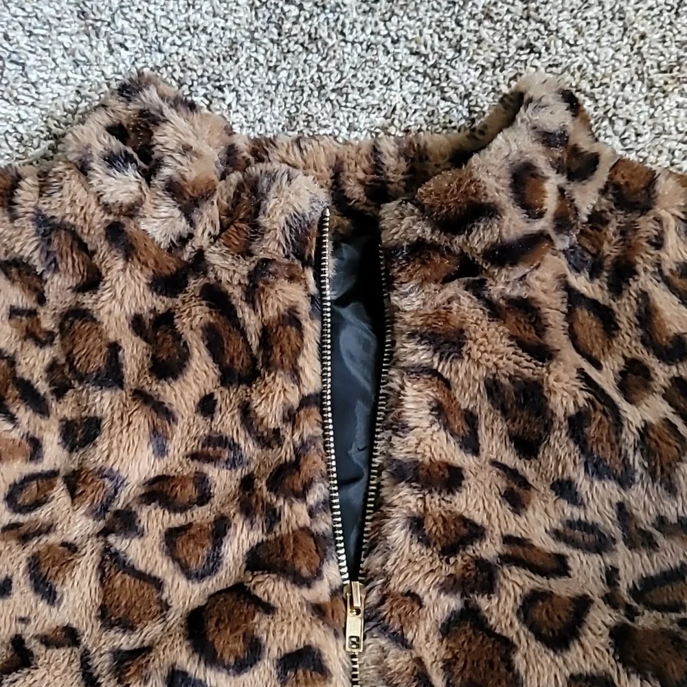 Beauciel vest 3X zip faux fur cabincore baddie animal print - Picture 6 of 13